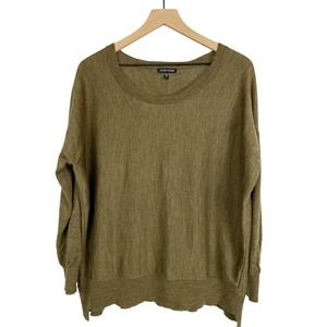 Eileen Fisher Sweater Merino Wool Olive Green Womens M Scoop Neck Dolman Sleeve